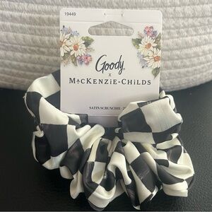 NWT Mackenzie Childs x Goody Black Courtly Check Large Satin Scrunchy Hair Tie
